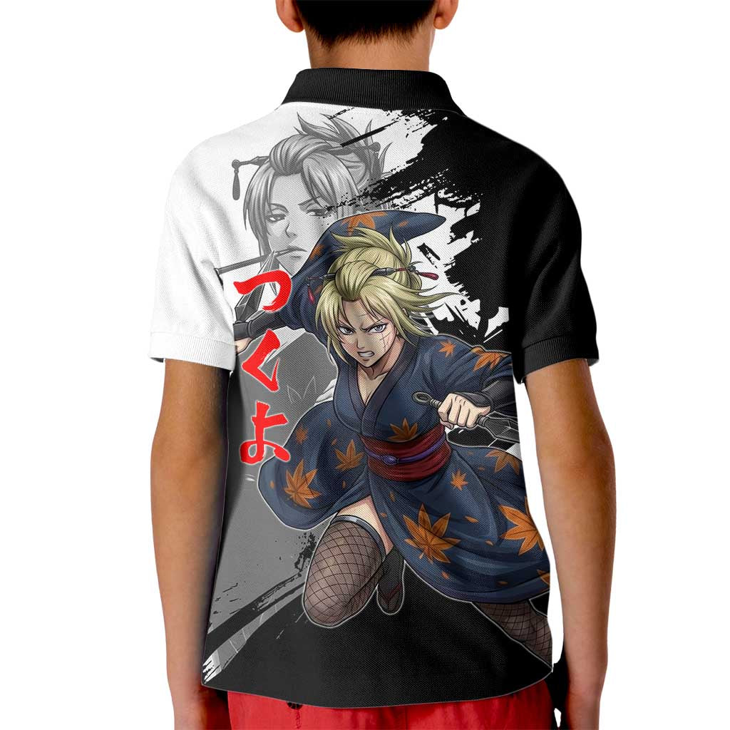 Tsukuyo Kid Polo Shirt Edo Shinobi Ink Brush Style