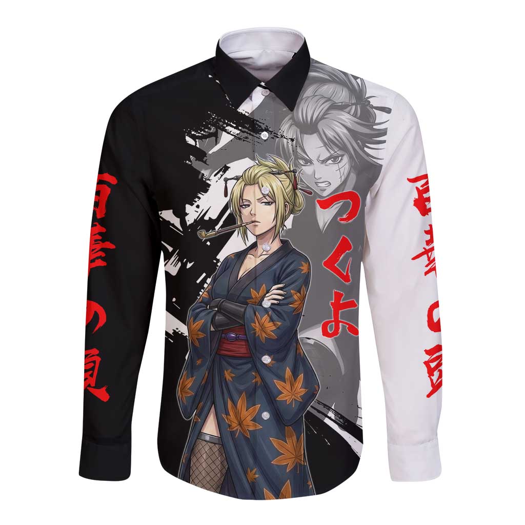 Tsukuyo Long Sleeve Button Shirt Edo Shinobi Ink Brush Style