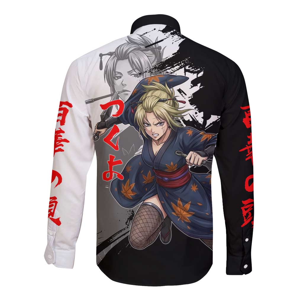 Tsukuyo Long Sleeve Button Shirt Edo Shinobi Ink Brush Style