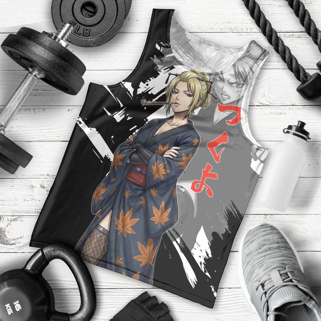 Tsukuyo Men Tank Top Edo Shinobi Ink Brush Style