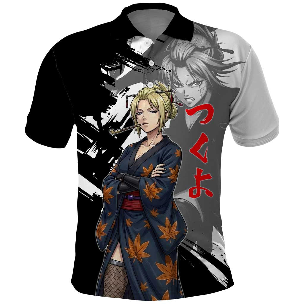 Tsukuyo Polo Shirt Edo Shinobi Ink Brush Style