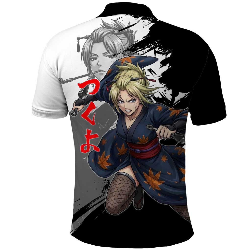Tsukuyo Polo Shirt Edo Shinobi Ink Brush Style