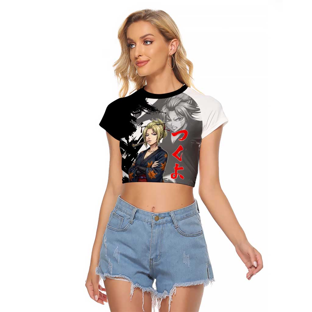 Tsukuyo Raglan Cropped T Shirt Edo Shinobi Ink Brush Style