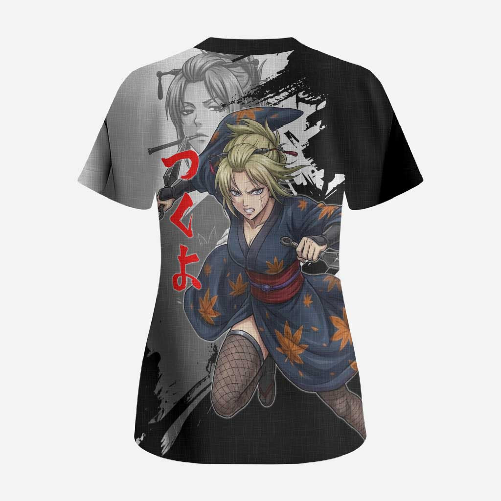 Tsukuyo Scrub Top Edo Shinobi Ink Brush Style