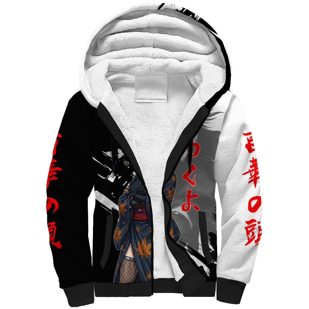 Tsukuyo Sherpa Hoodie Edo Shinobi Ink Brush Style