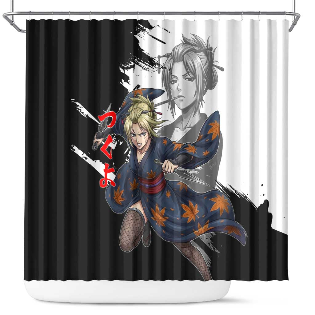 Tsukuyo Shower Curtain Edo Shinobi Ink Brush Style