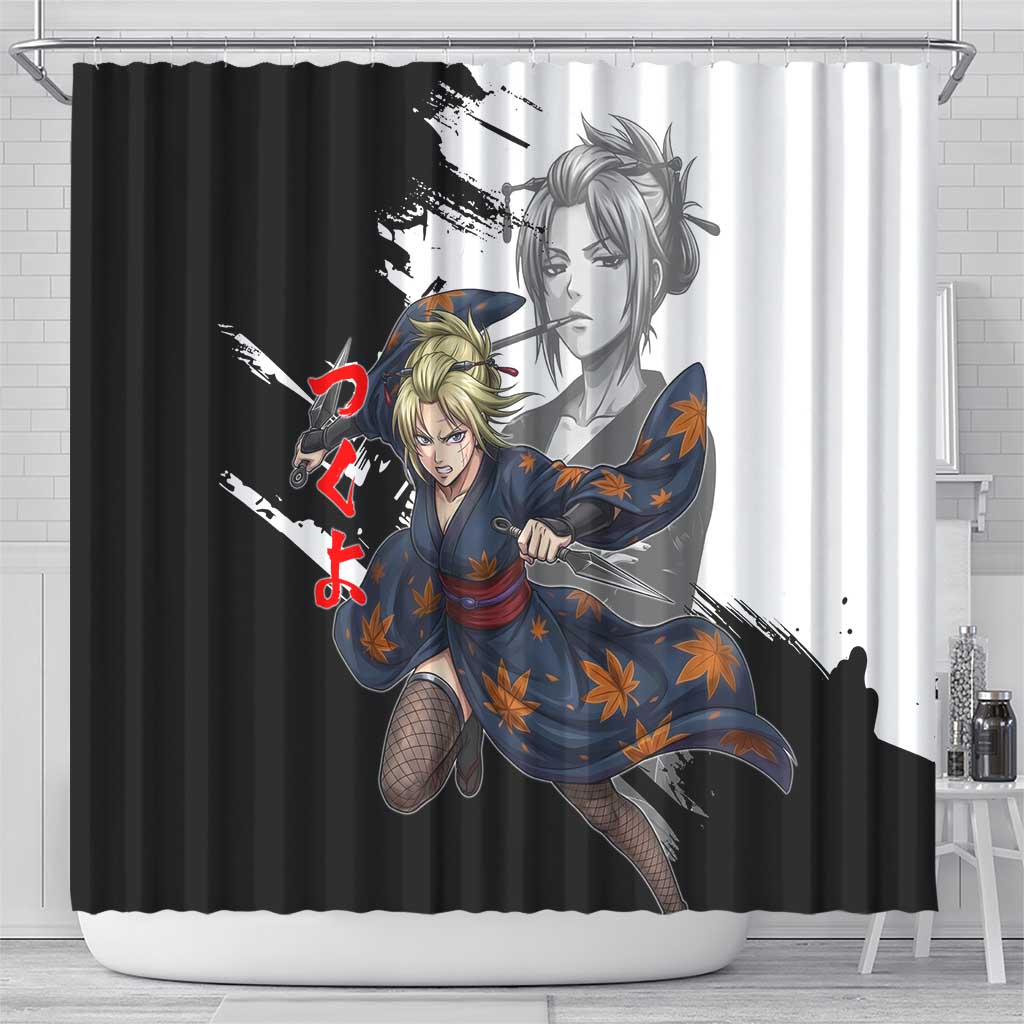 Tsukuyo Shower Curtain Edo Shinobi Ink Brush Style