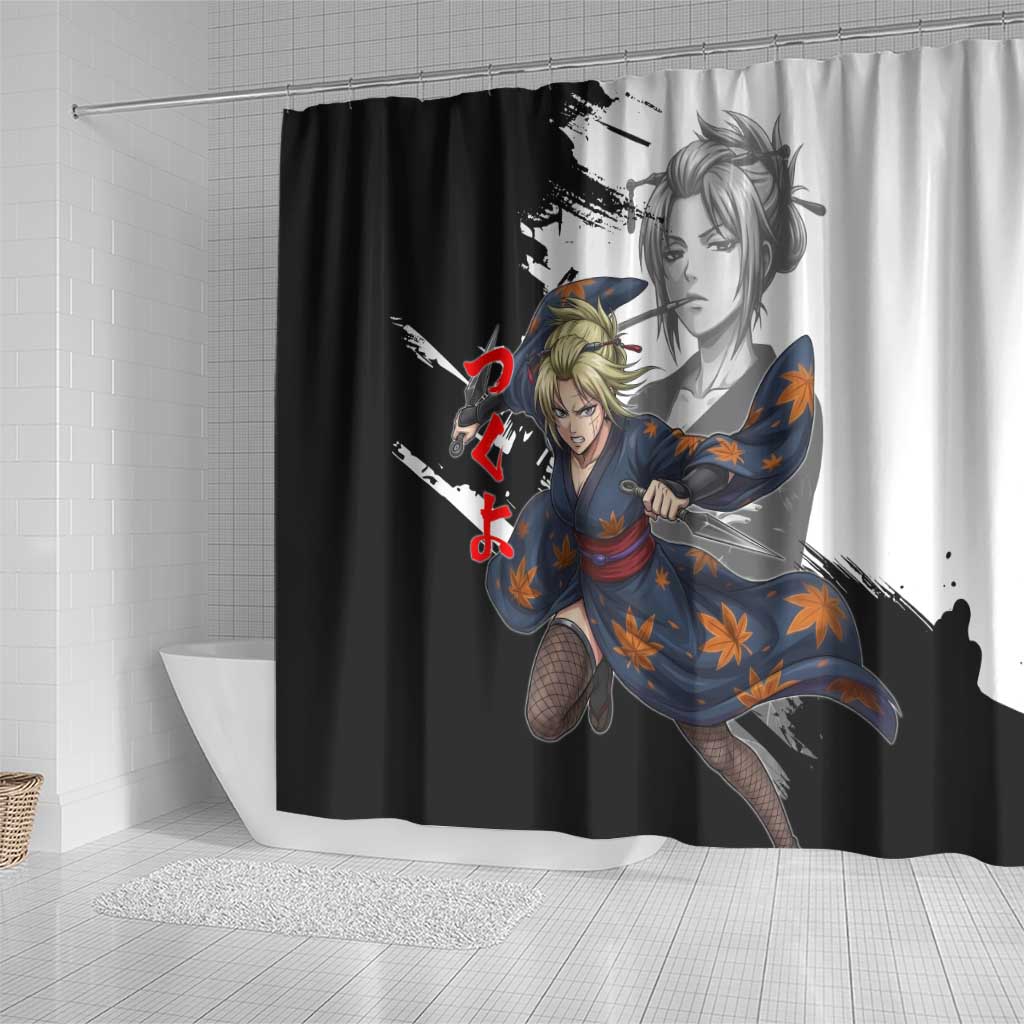Tsukuyo Shower Curtain Edo Shinobi Ink Brush Style