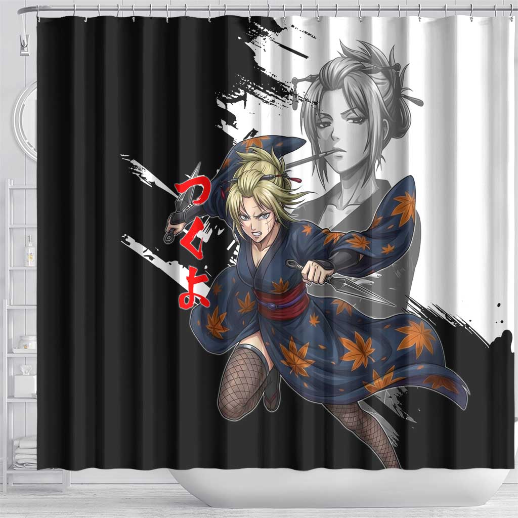 Tsukuyo Shower Curtain Edo Shinobi Ink Brush Style
