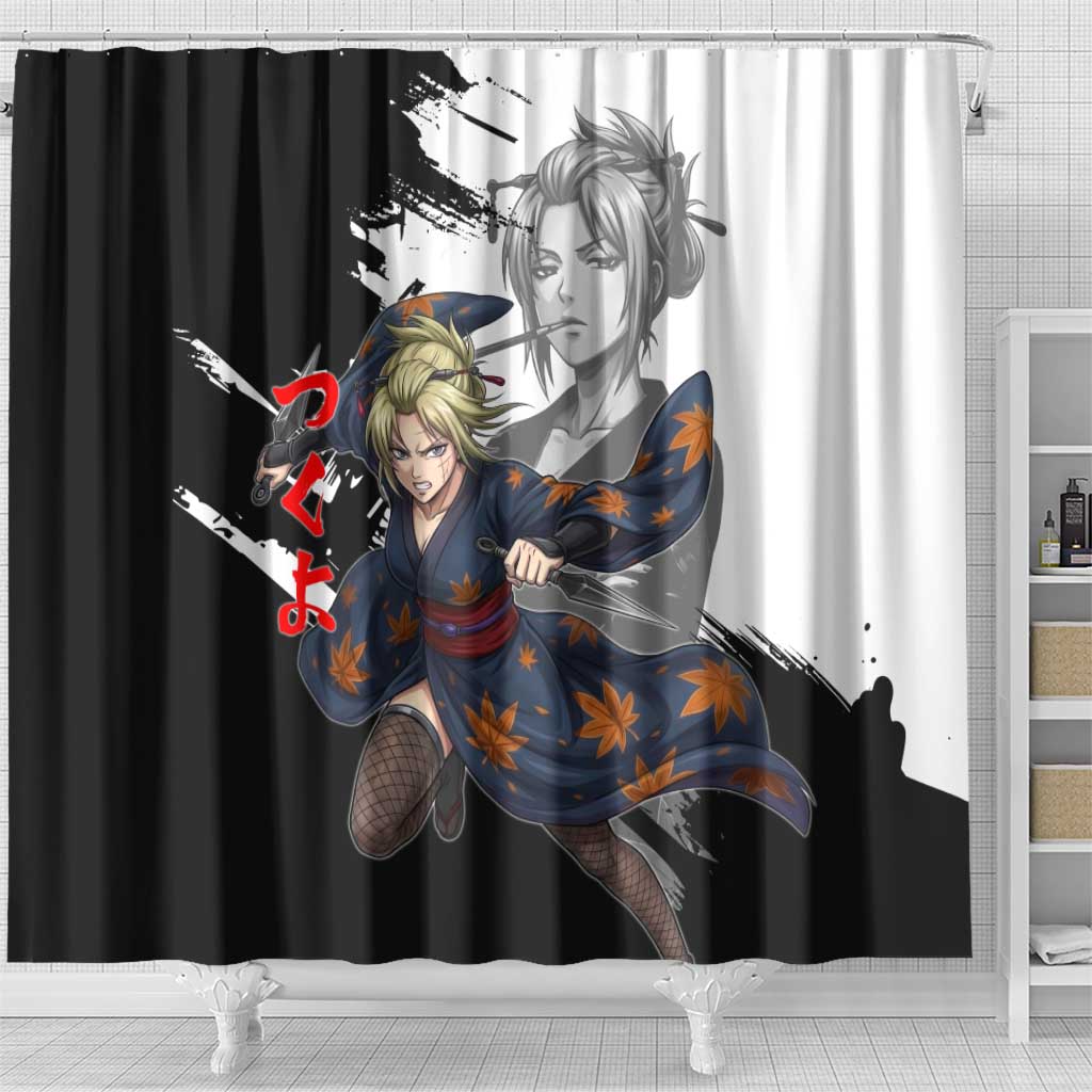 Tsukuyo Shower Curtain Edo Shinobi Ink Brush Style