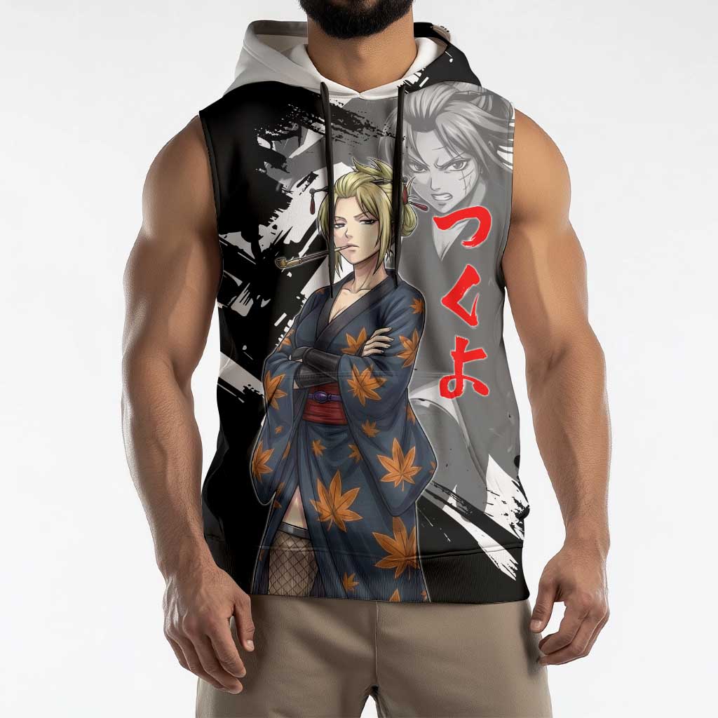 Tsukuyo Sleeveless Hoodie Edo Shinobi Ink Brush Style