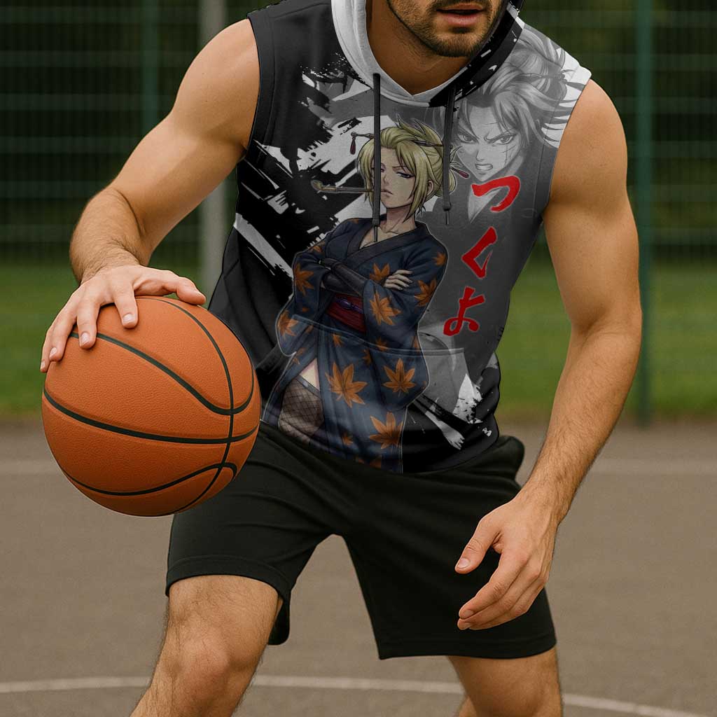 Tsukuyo Sleeveless Hoodie Edo Shinobi Ink Brush Style