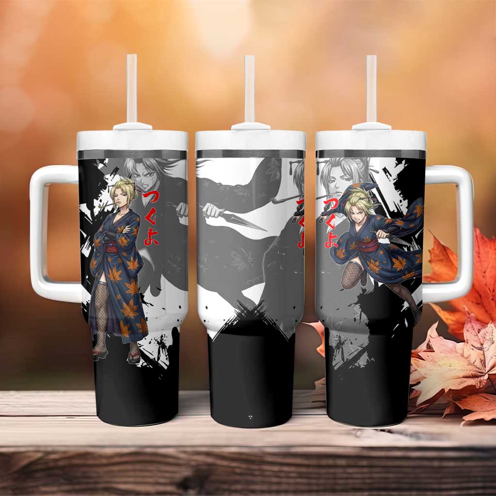 Tsukuyo Tumbler With Handle Edo Shinobi Ink Brush Style