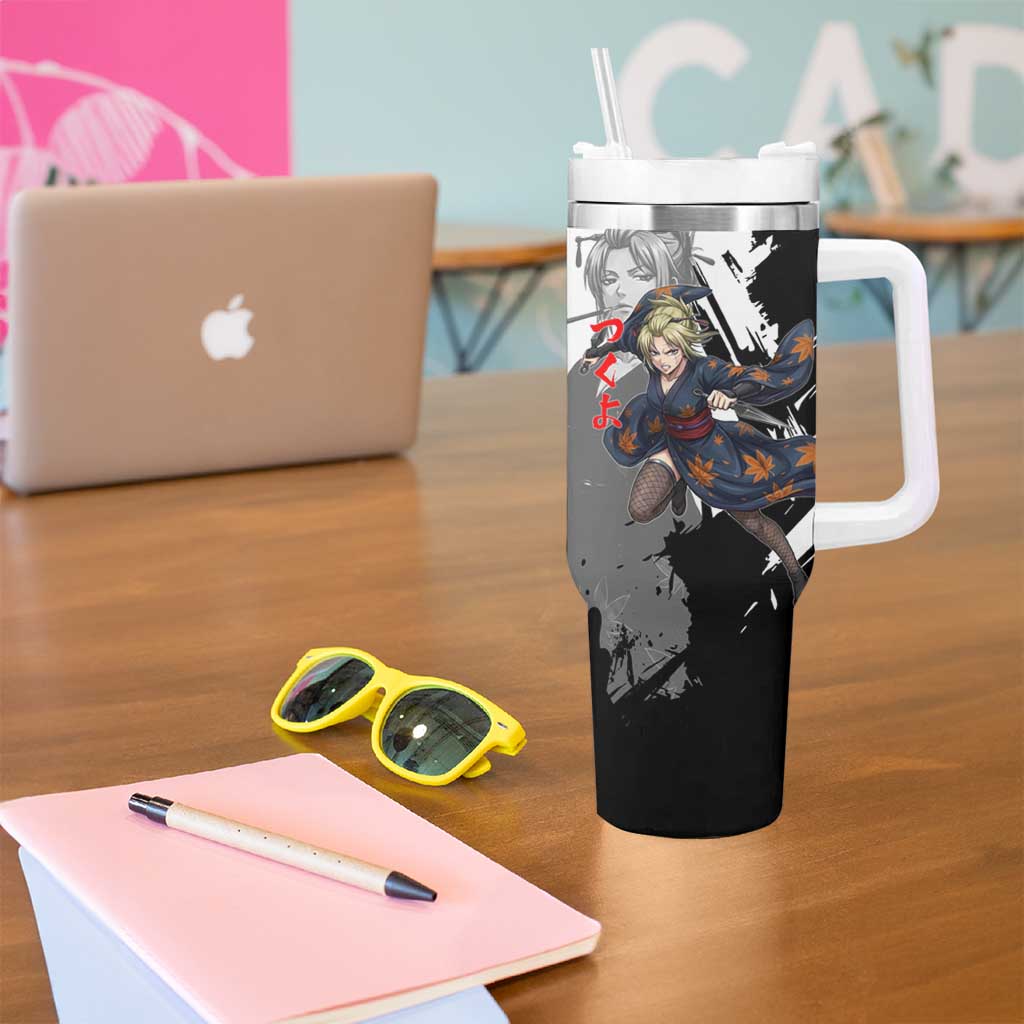 Tsukuyo Tumbler With Handle Edo Shinobi Ink Brush Style