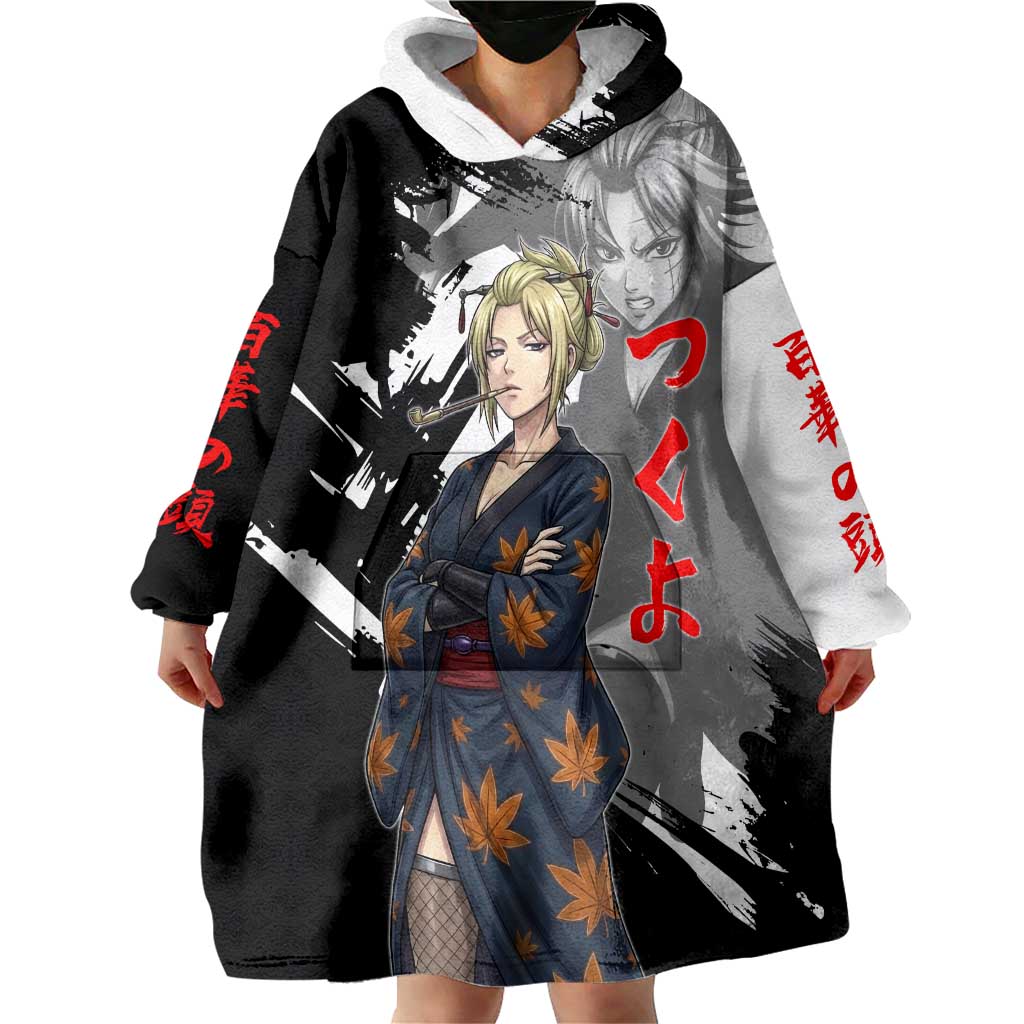 Tsukuyo Wearable Blanket Hoodie Edo Shinobi Ink Brush Style