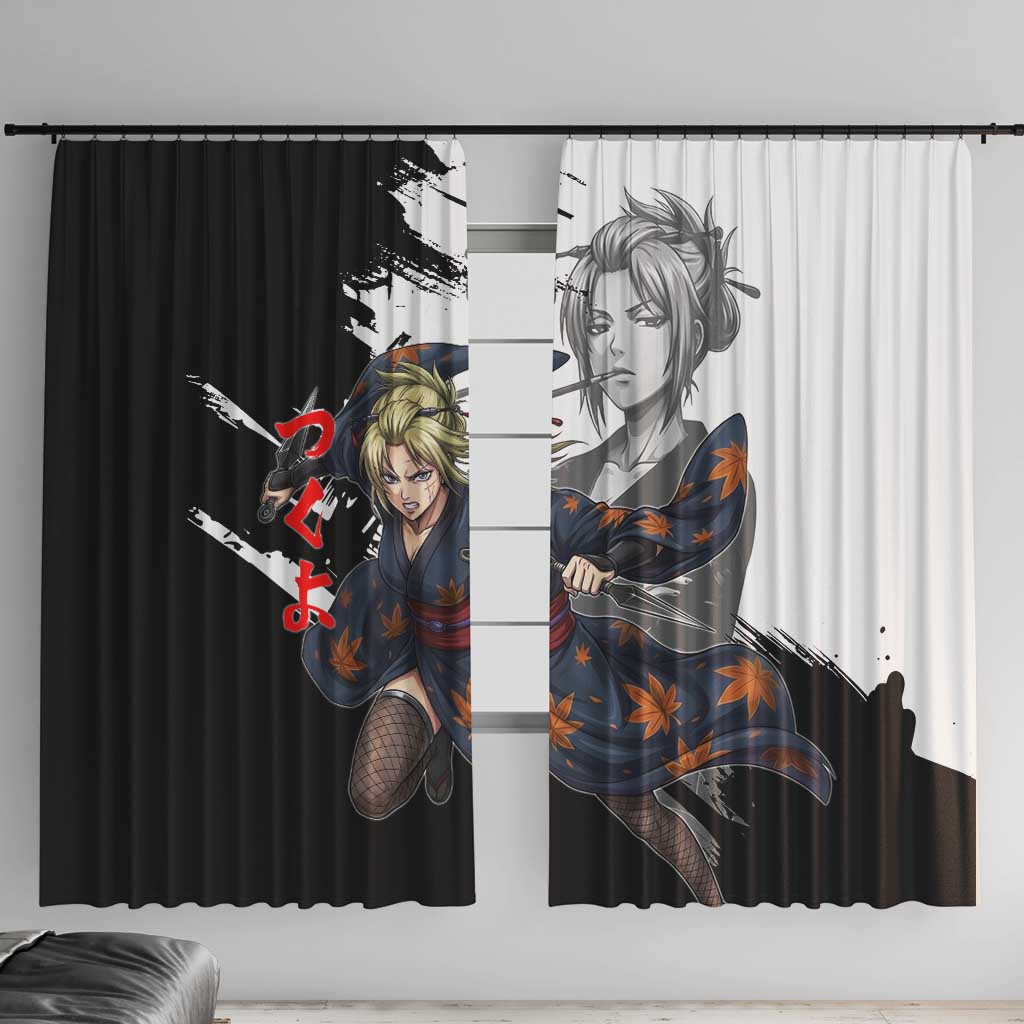 Tsukuyo Window Curtain Edo Shinobi Ink Brush Style