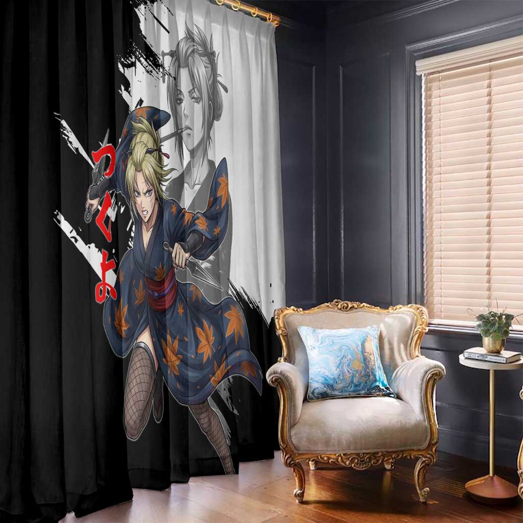 Tsukuyo Window Curtain Edo Shinobi Ink Brush Style