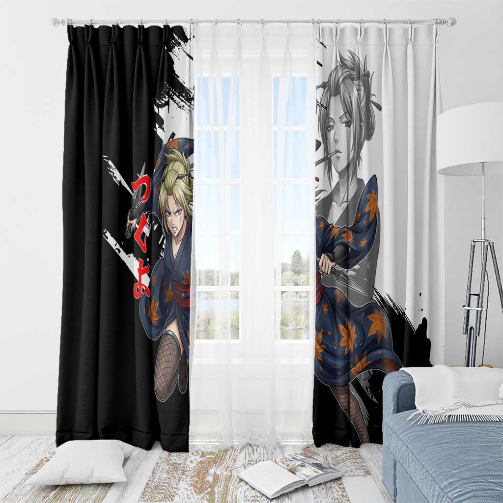Tsukuyo Window Curtain Edo Shinobi Ink Brush Style