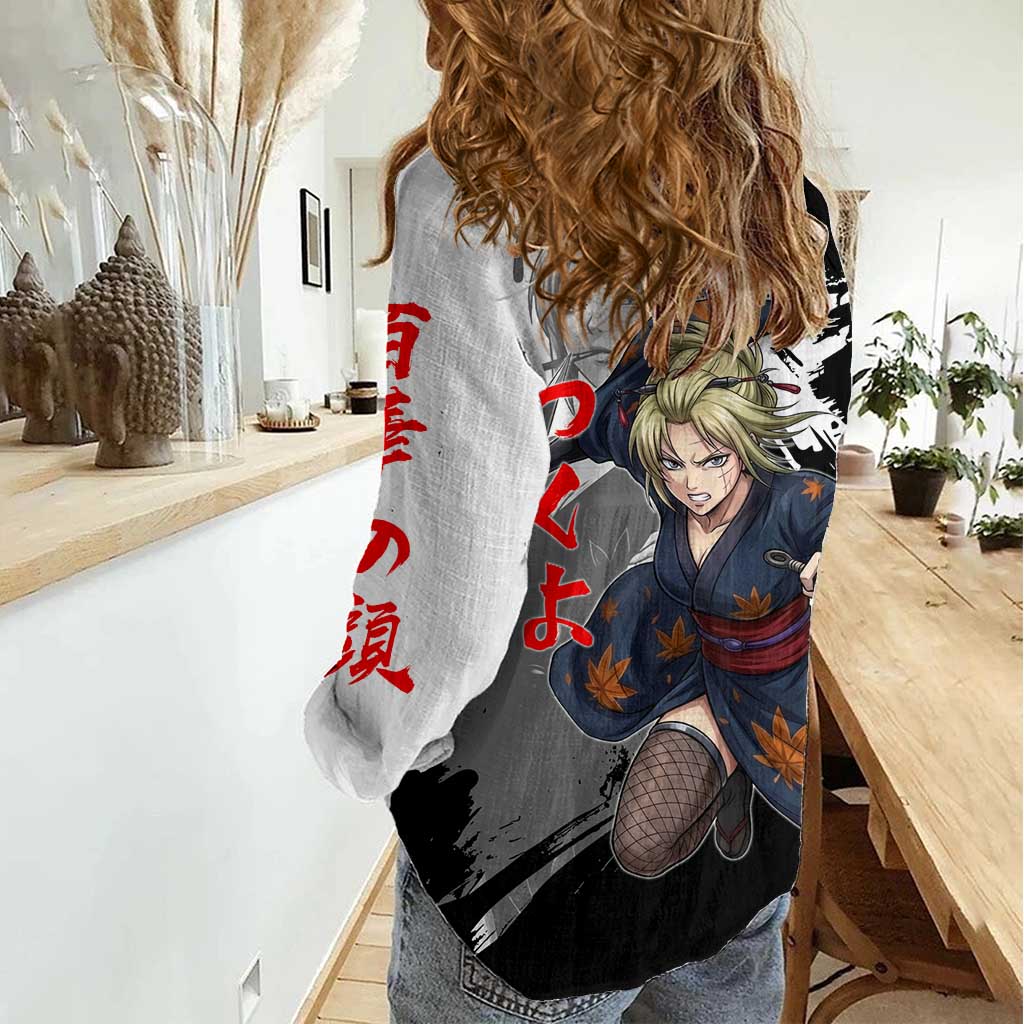 Tsukuyo Women Casual Shirt Edo Shinobi Ink Brush Style