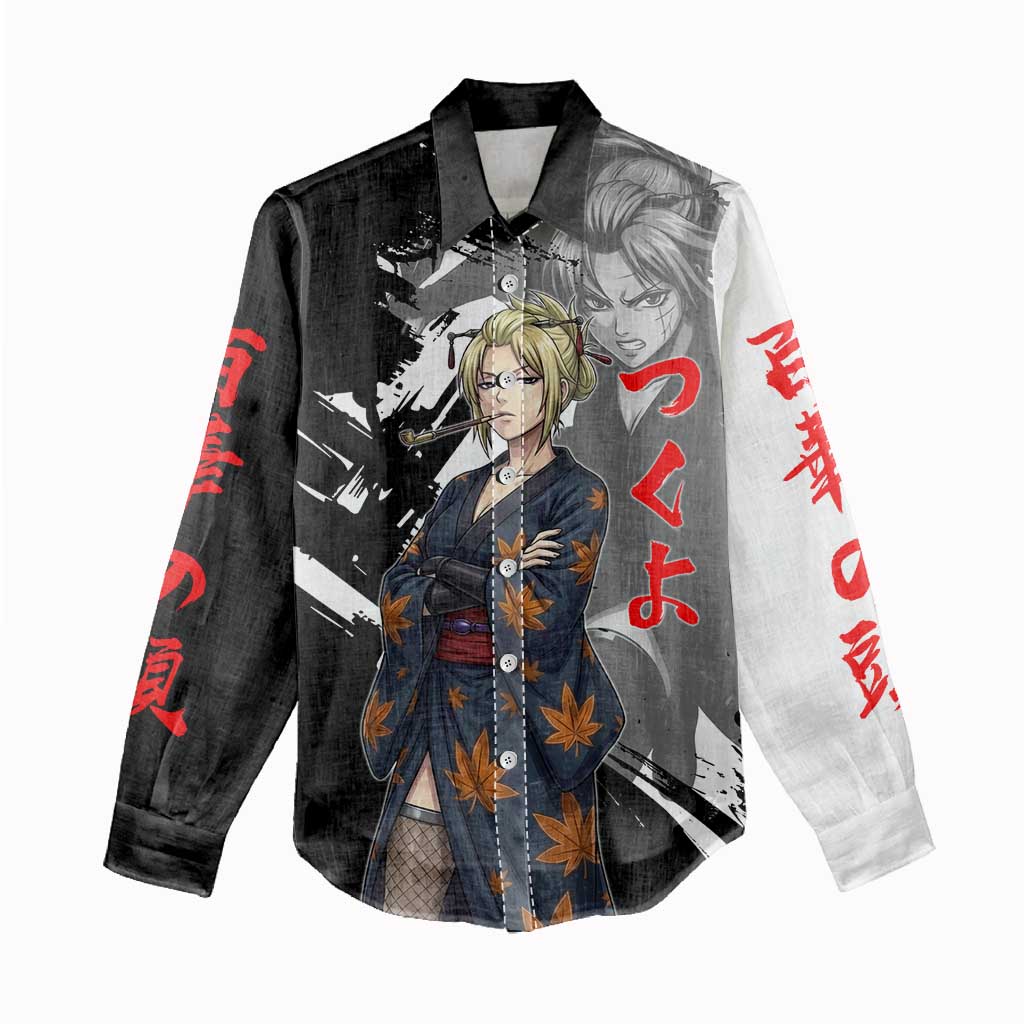 Tsukuyo Women Casual Shirt Edo Shinobi Ink Brush Style