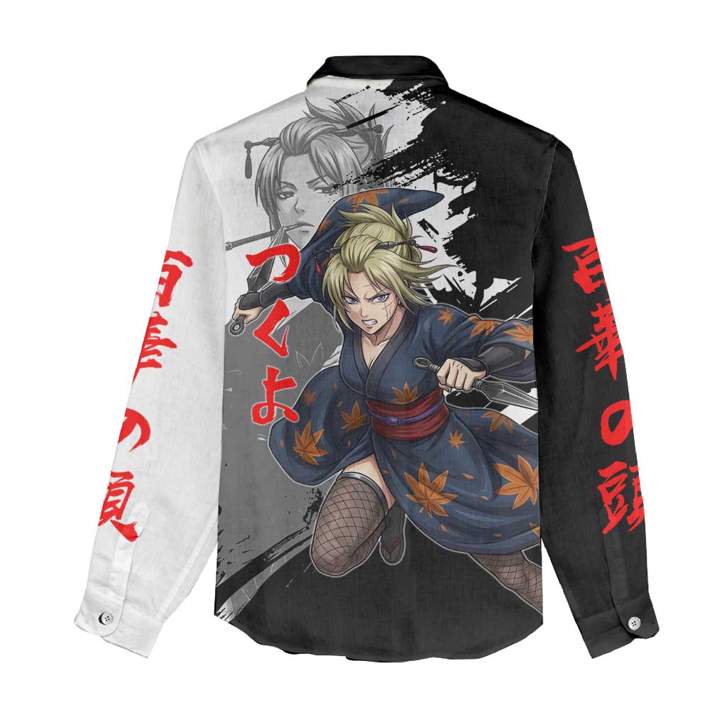 Tsukuyo Women Casual Shirt Edo Shinobi Ink Brush Style