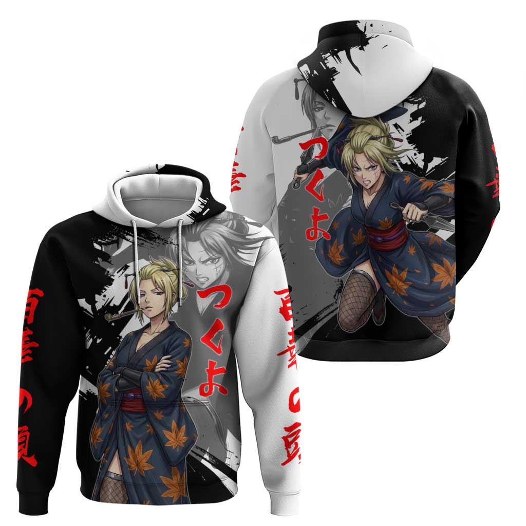 Tsukuyo Zip Hoodie Edo Shinobi Ink Brush Style