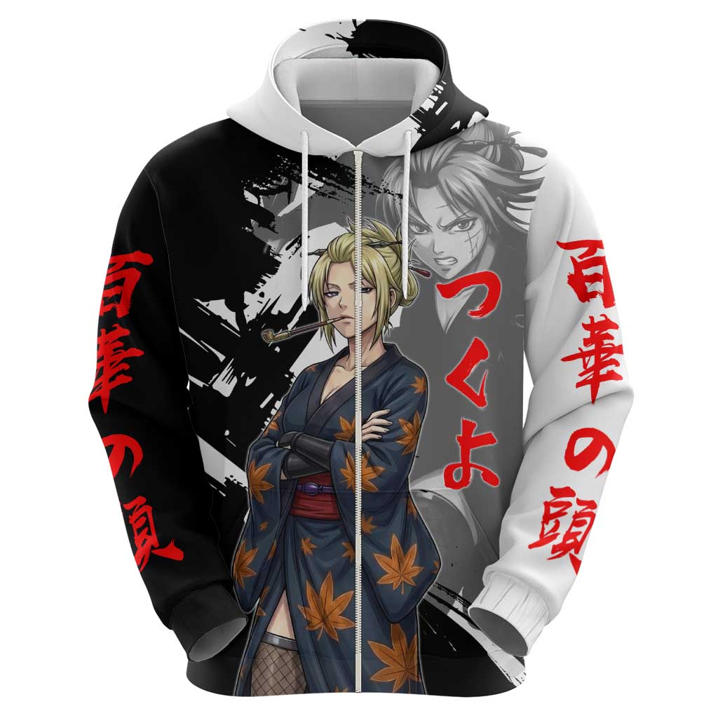 Tsukuyo Zip Hoodie Edo Shinobi Ink Brush Style
