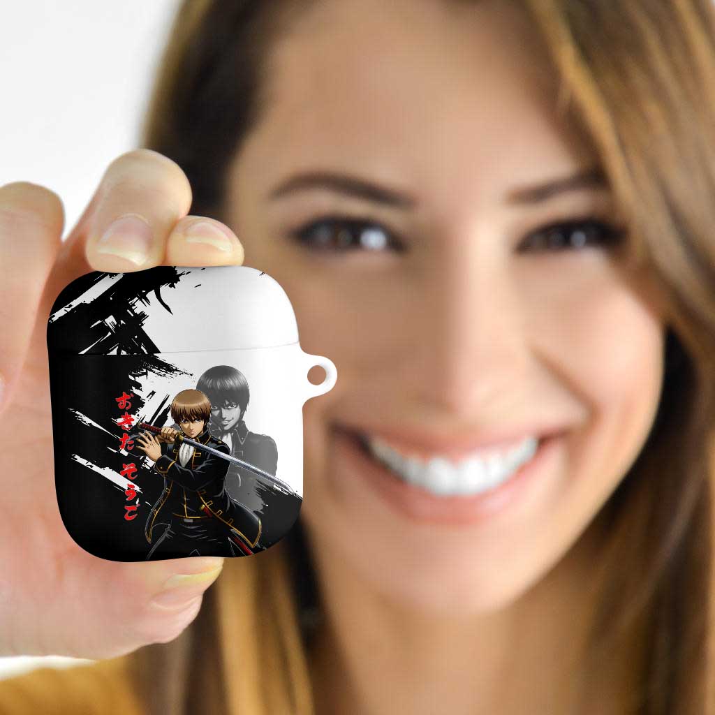 Okita Sougo AirPods Case Modern Shinsengumi Ink Splash Style