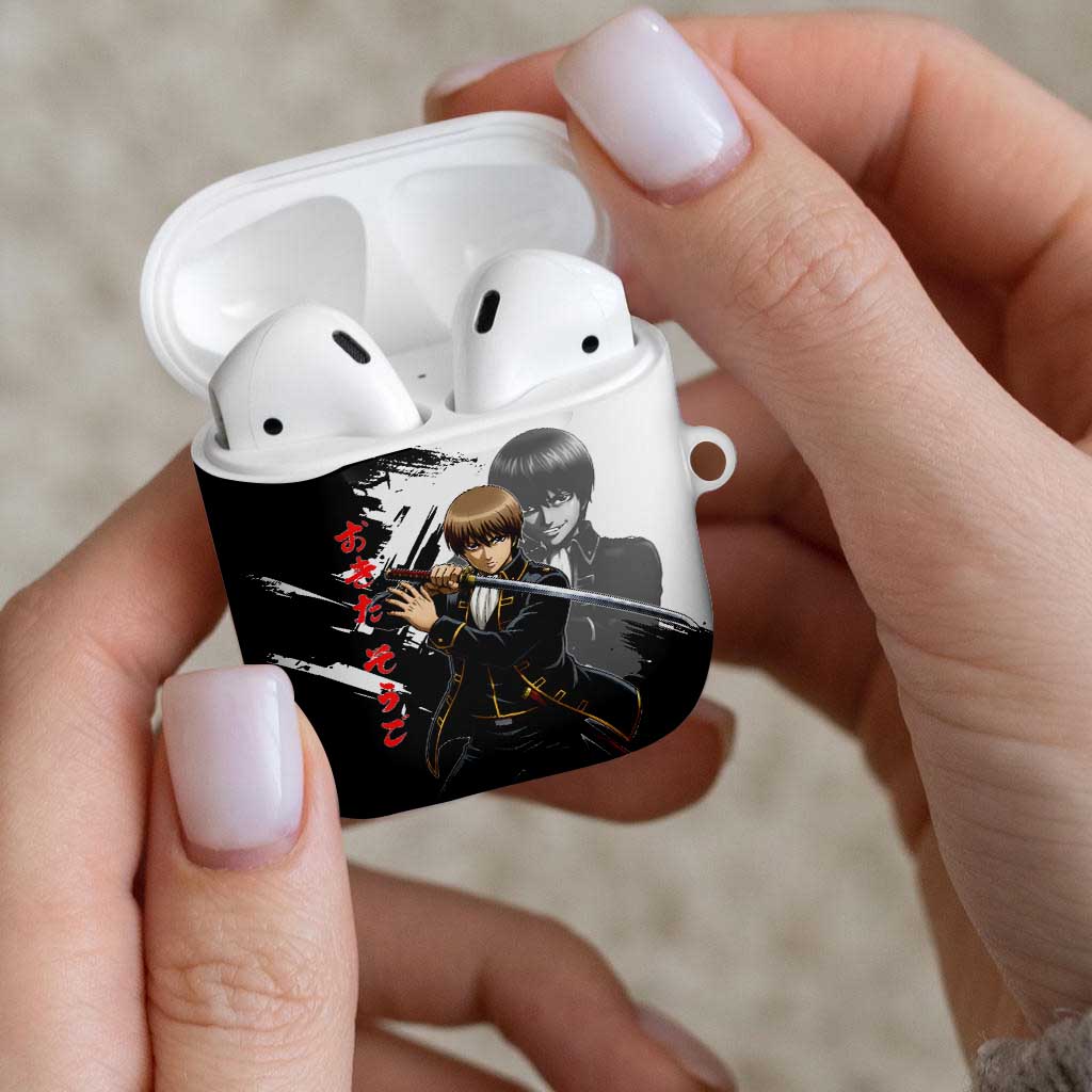 Okita Sougo AirPods Case Modern Shinsengumi Ink Splash Style