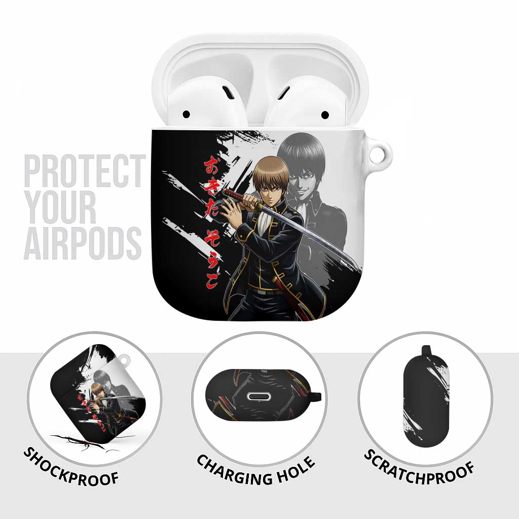 Okita Sougo AirPods Case Modern Shinsengumi Ink Splash Style