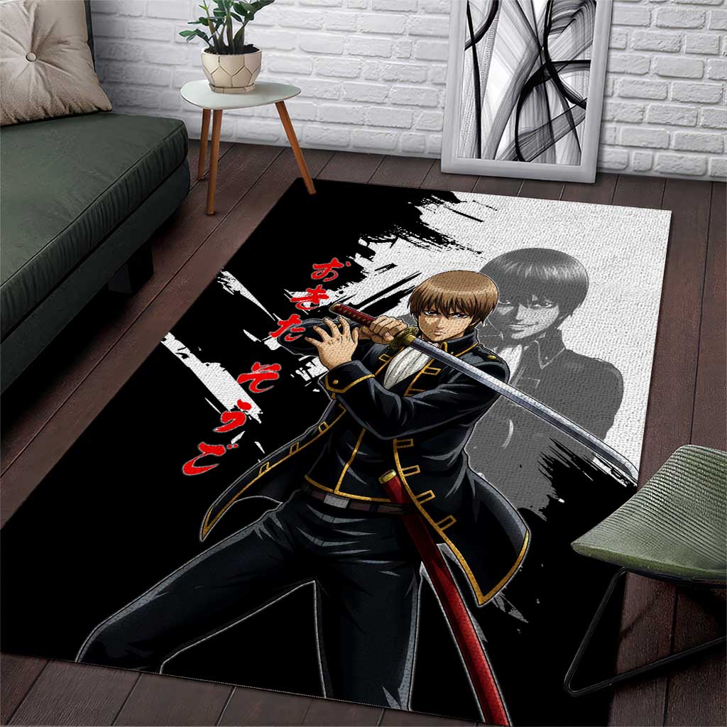 Okita Sougo Area Rug Modern Shinsengumi Ink Splash Style