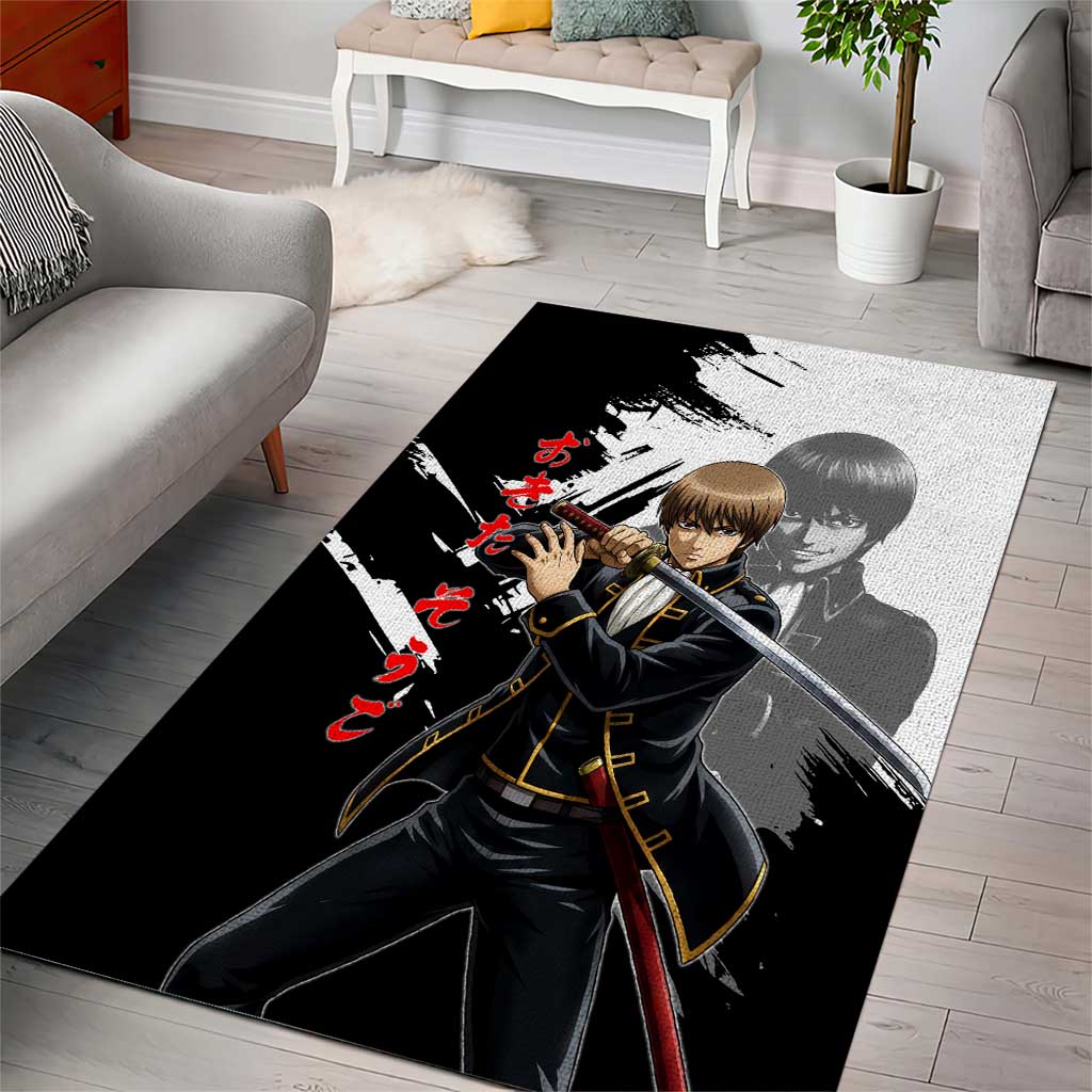 Okita Sougo Area Rug Modern Shinsengumi Ink Splash Style