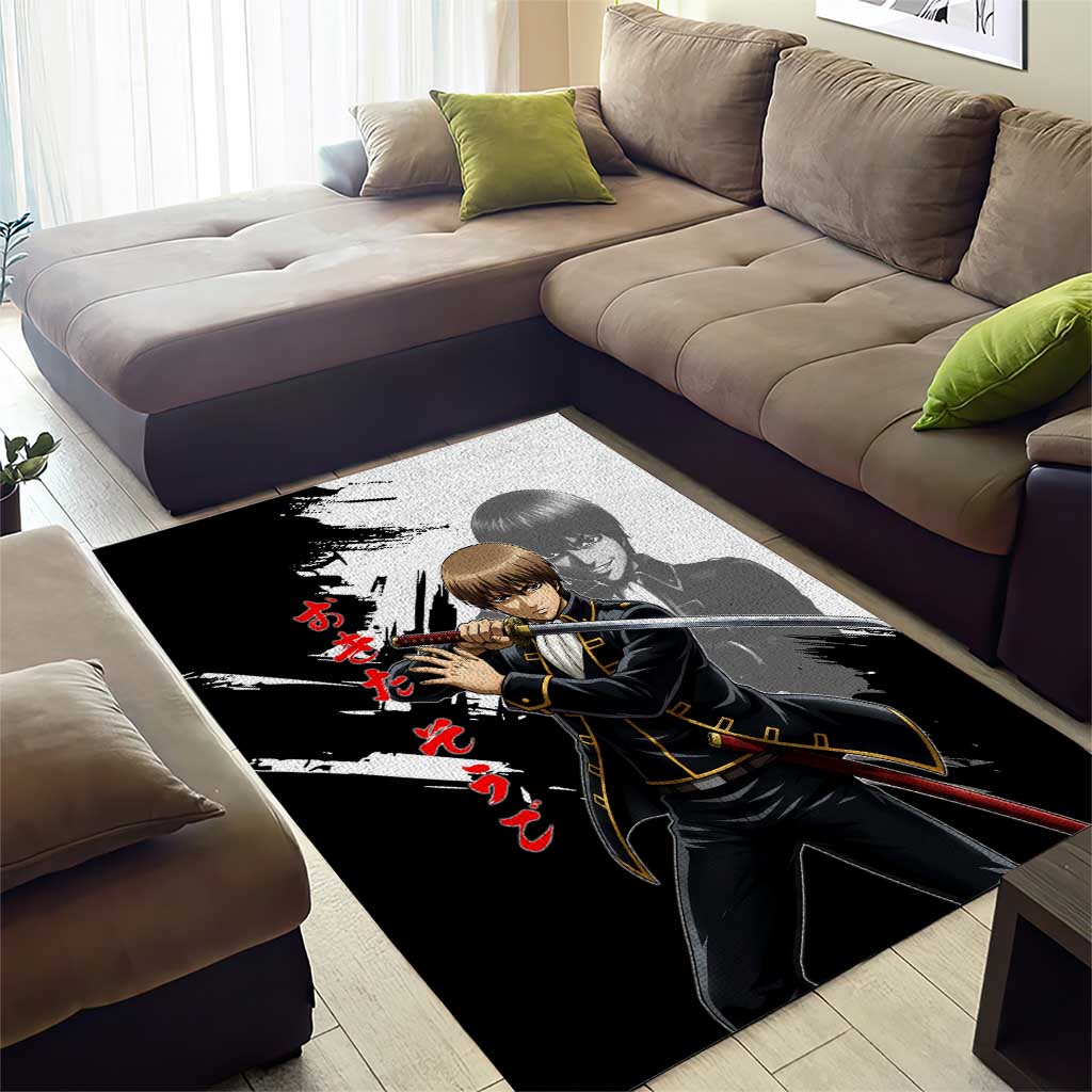 Okita Sougo Area Rug Modern Shinsengumi Ink Splash Style