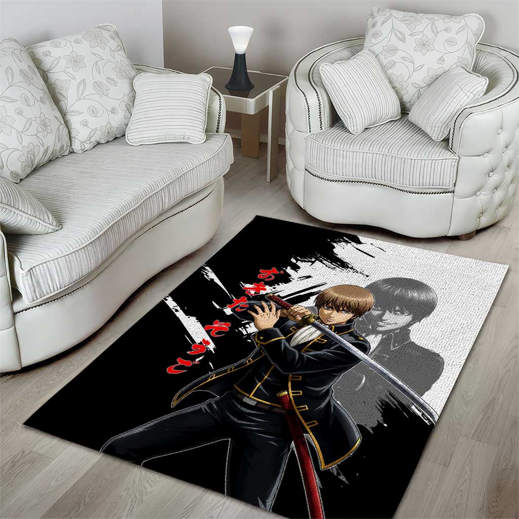 Okita Sougo Area Rug Modern Shinsengumi Ink Splash Style
