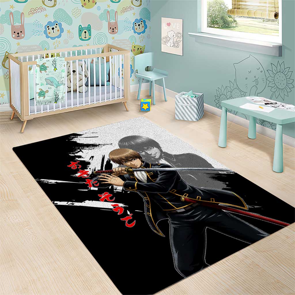 Okita Sougo Area Rug Modern Shinsengumi Ink Splash Style