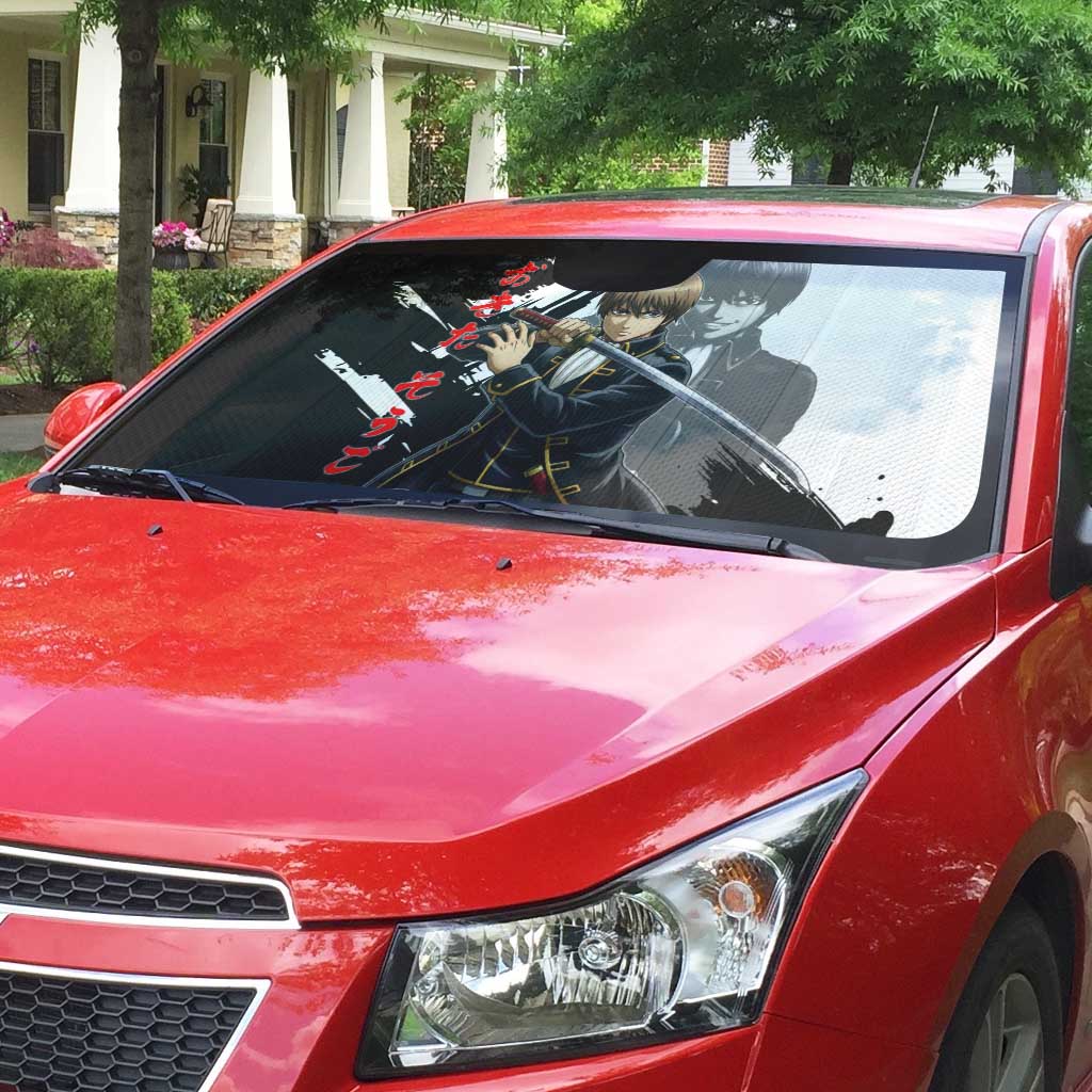 Okita Sougo Auto Sun Shade Modern Shinsengumi Ink Splash Style