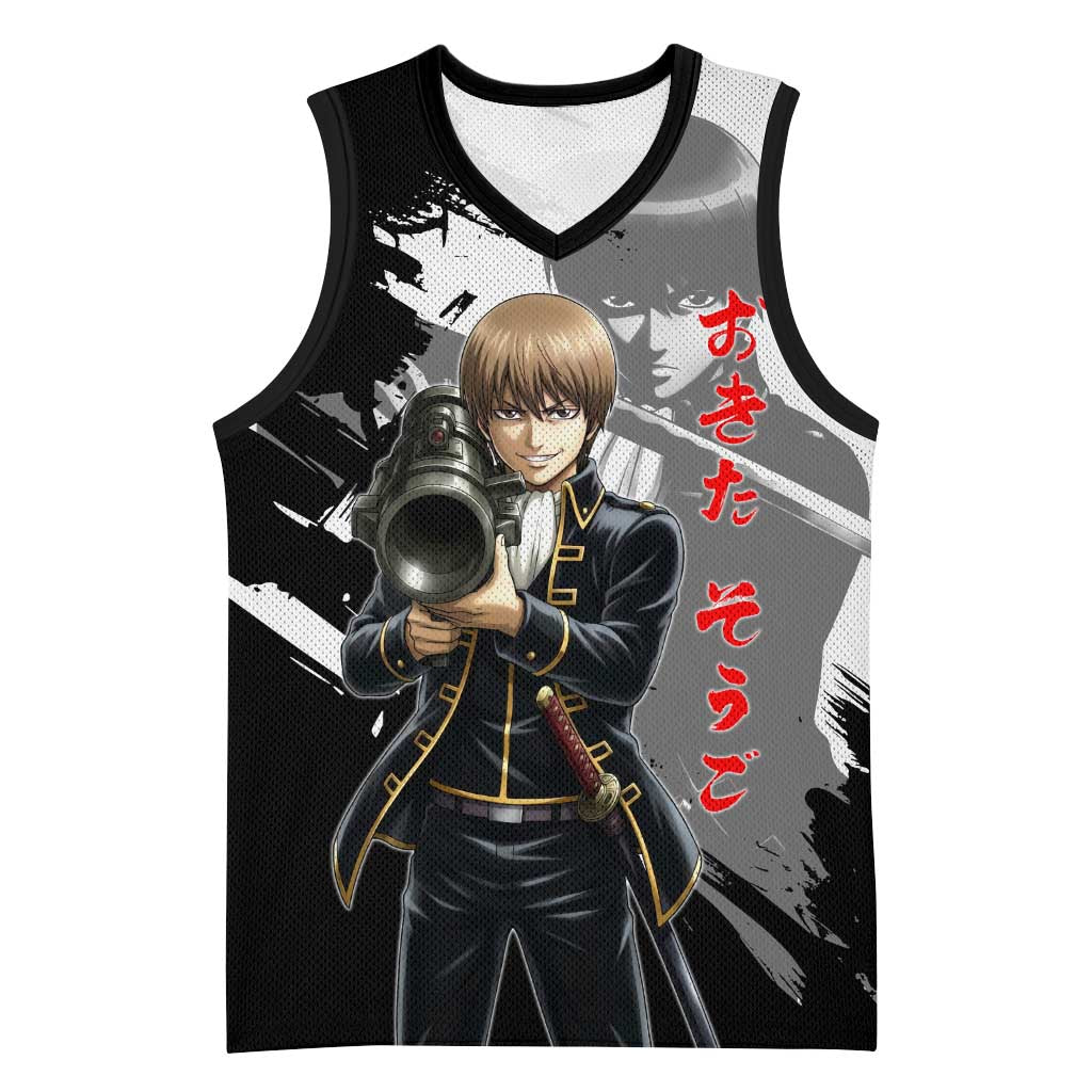 Okita Sougo Basketball Jersey Modern Shinsengumi Ink Splash Style