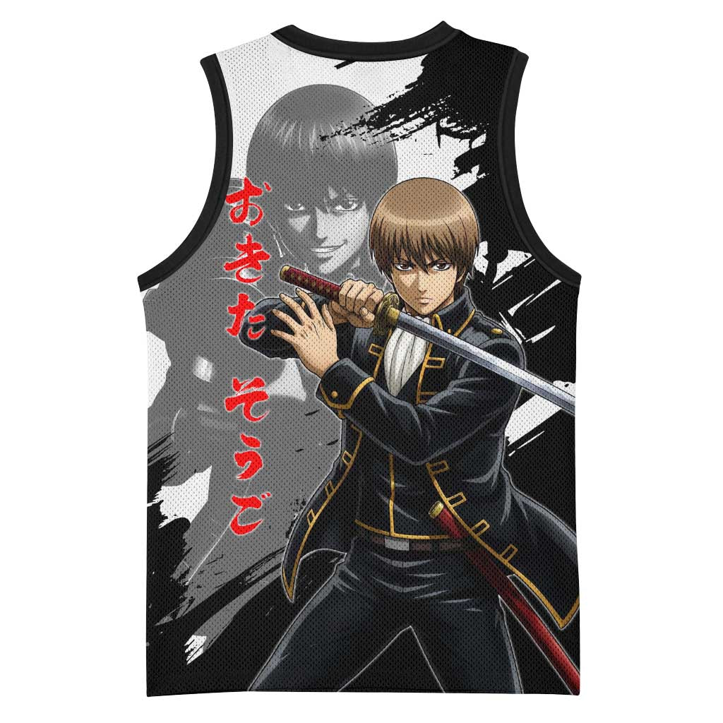 Okita Sougo Basketball Jersey Modern Shinsengumi Ink Splash Style