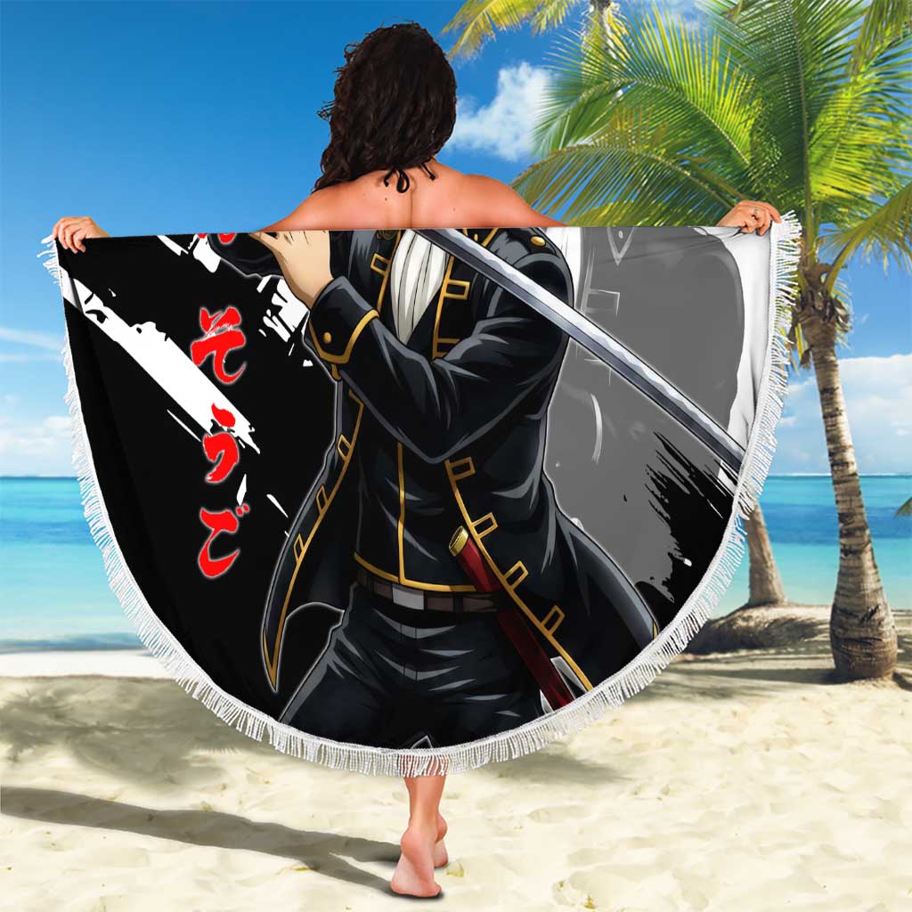 Okita Sougo Beach Blanket Modern Shinsengumi Ink Splash Style