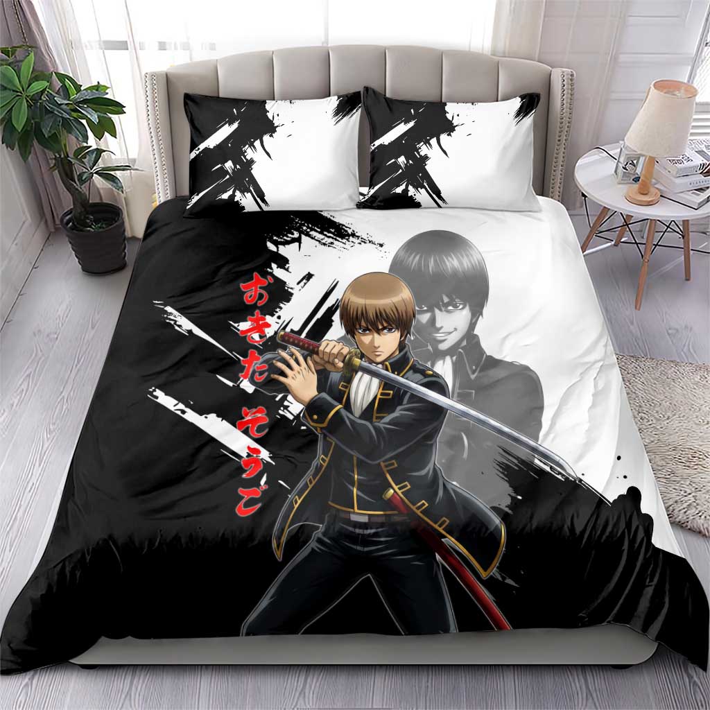 Okita Sougo Bedding Set Modern Shinsengumi Ink Splash Style
