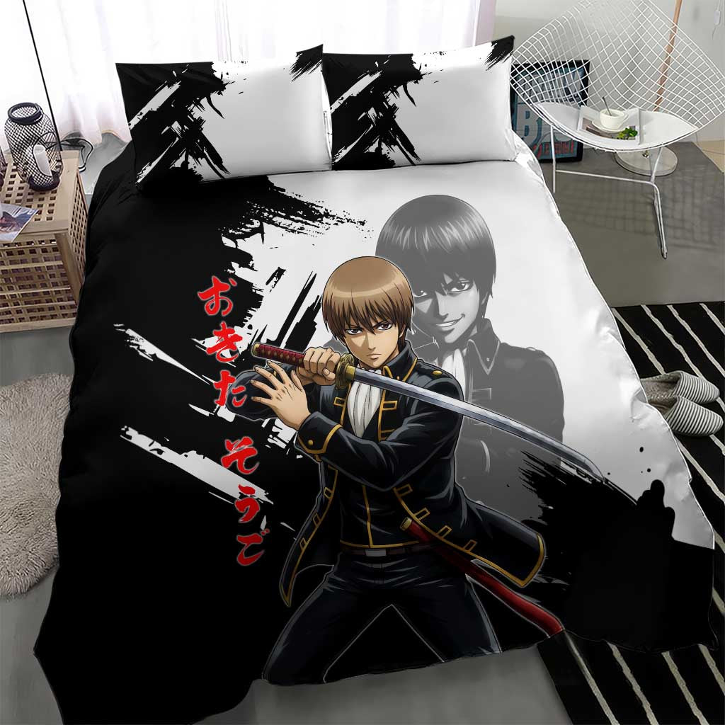 Okita Sougo Bedding Set Modern Shinsengumi Ink Splash Style