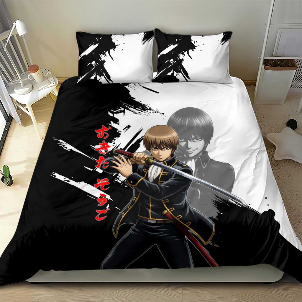 Okita Sougo Bedding Set Modern Shinsengumi Ink Splash Style