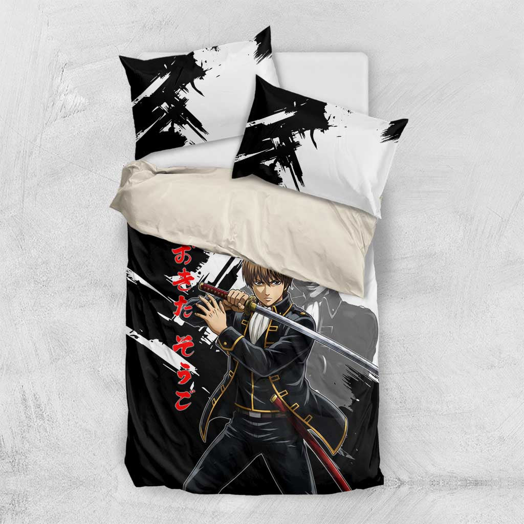 Okita Sougo Bedding Set Modern Shinsengumi Ink Splash Style
