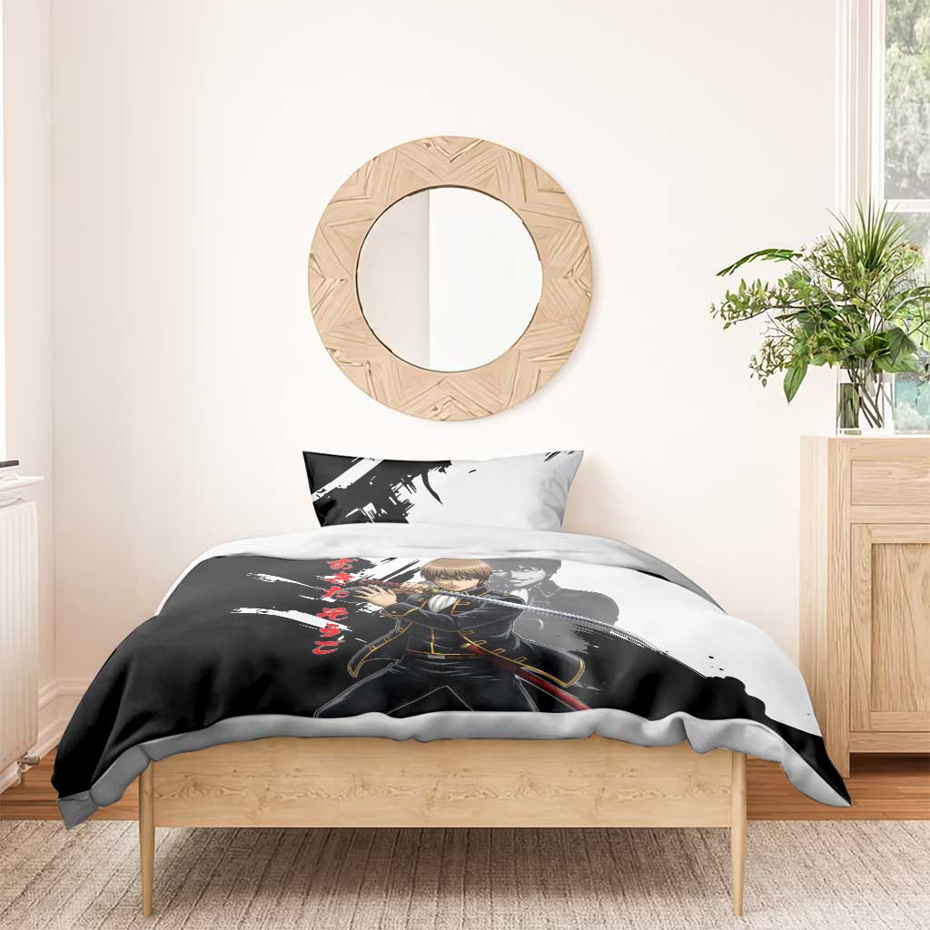 Okita Sougo Bedding Set Modern Shinsengumi Ink Splash Style