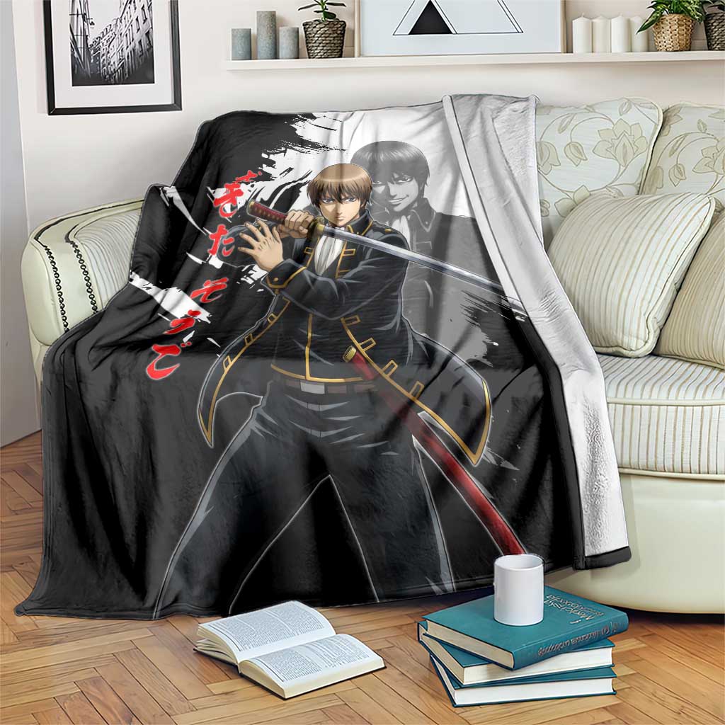Okita Sougo Blanket Modern Shinsengumi Ink Splash Style
