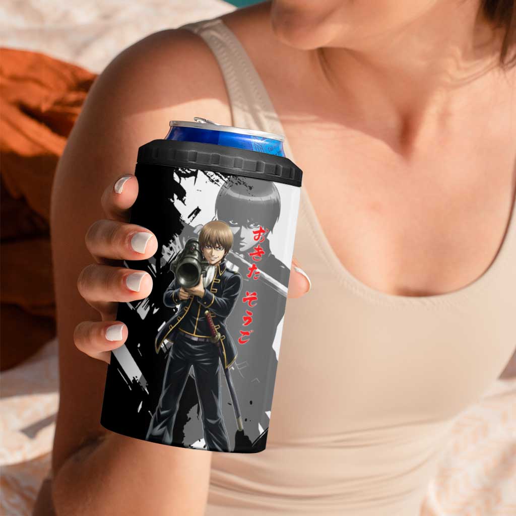 Okita Sougo 4 in 1 Can Cooler Tumbler Modern Shinsengumi Ink Splash Style