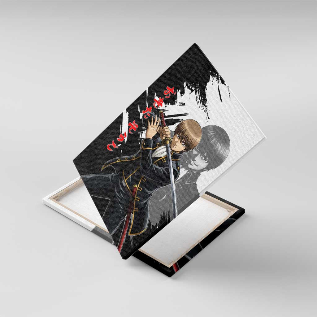 Okita Sougo Canvas Wall Art Modern Shinsengumi Ink Splash Style