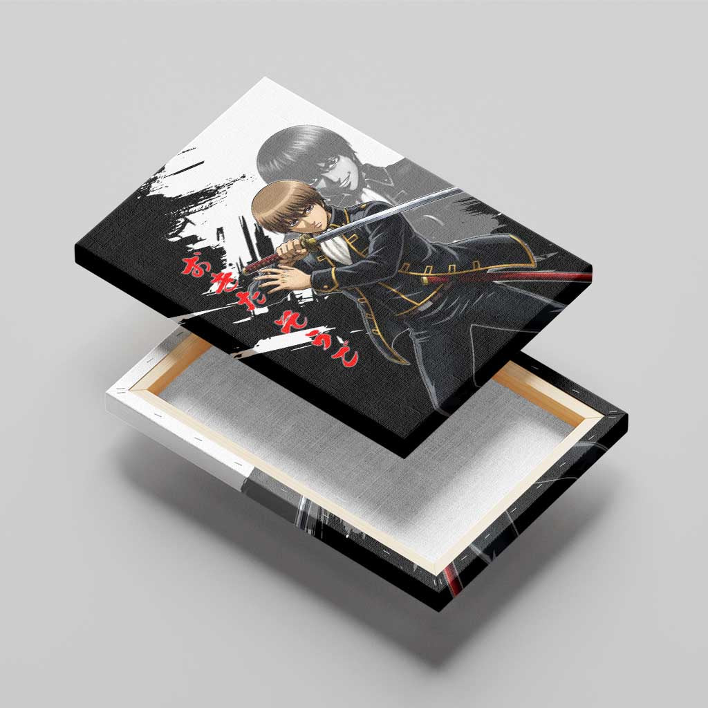 Okita Sougo Canvas Wall Art Modern Shinsengumi Ink Splash Style
