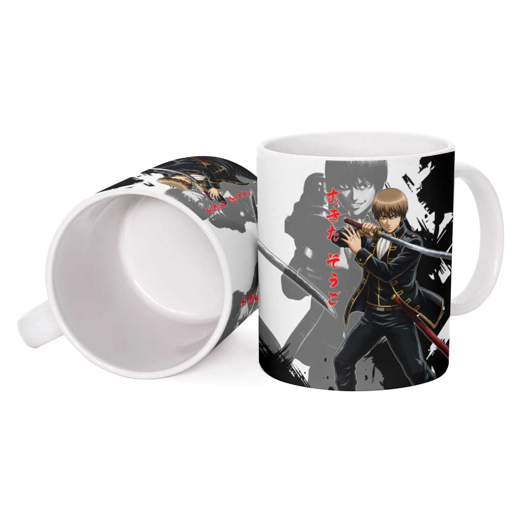 Okita Sougo Ceramic Mug Modern Shinsengumi Ink Splash Style