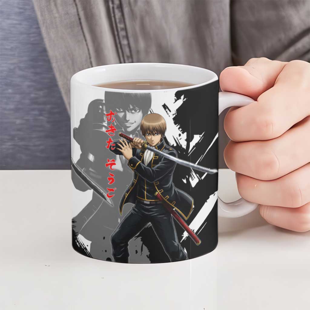 Okita Sougo Ceramic Mug Modern Shinsengumi Ink Splash Style